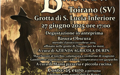 Toirano, grotta di Santa Lucia Inferiore, venerdì 27 giugno 2025. Il banchiere nero incontra il vino della strega…